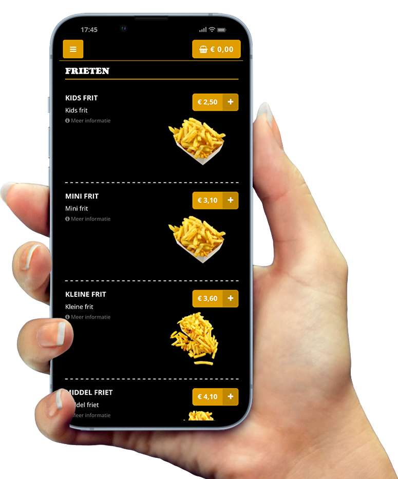 Voorbeeld van onze app op smartphone Voorbeeld van onze app op smartphone